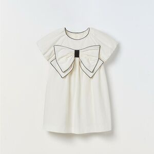 Zara Topstitched Bow Dress